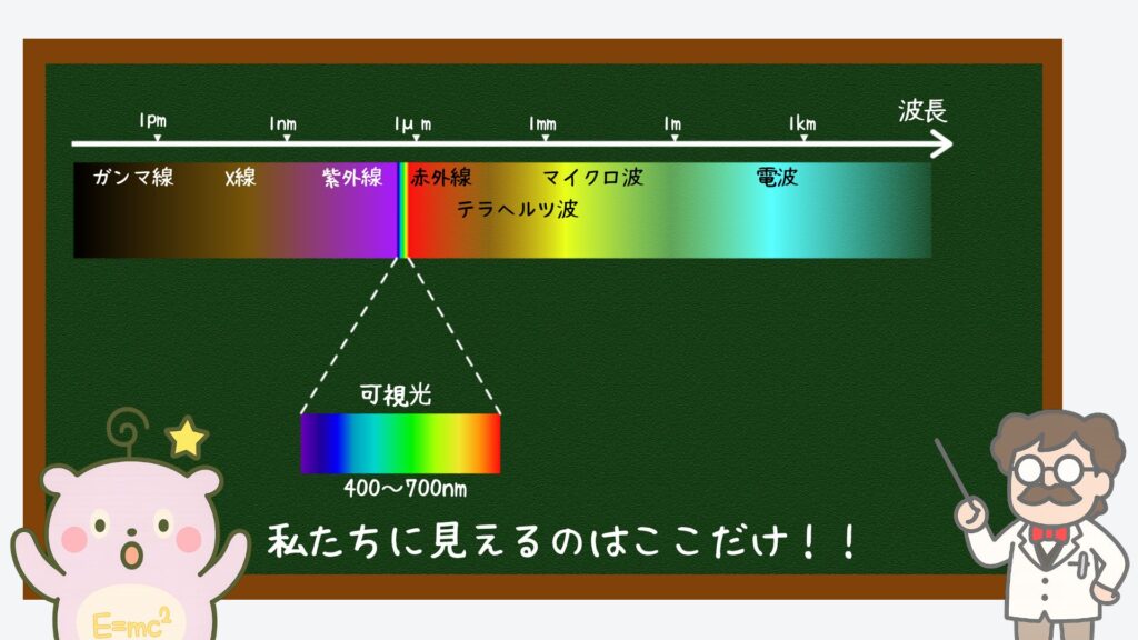 光・電磁波のうち、人間が見えている部分は一部だけ